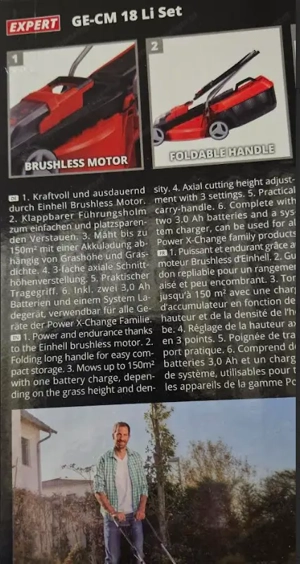 Einhell Akku-Rasenmäher GE-CM 18 30 cm Schnittbreite Bild 5