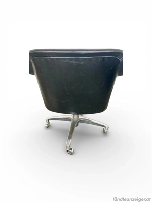 Sessel drehbar, fahrbar, vintage orig. 1960er Jahre Echtleder schwarz.  Bild 4