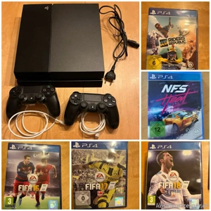 PS4 Konsole + 5 Spiele (3 Fifa Spiele + Need for Speed Heat + Riders Republic)