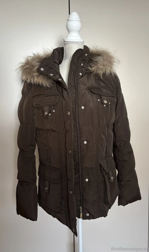 Damen Steppjacke mit Kapuze braun