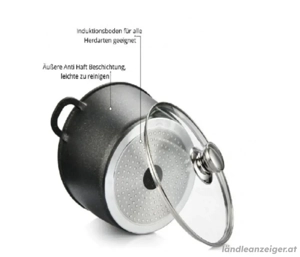 XXL Kochtopf Kasserolle Topf Set 6-tlg schwarz Glasdeckel Cheffinger CF-DCS-02 Bild 2