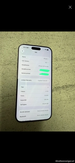 Iphone 16 pro max 256GB 100% Akku Bild 4