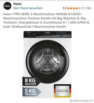 Haier I-PRO SERIE 3 Waschtrockner  HWD80-B14939
