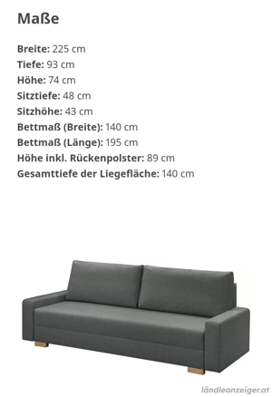 3er Bettsofa dunkelgrau, IKEA GRÄLVIKEN  Bild 4