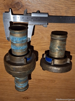 Konvolut 7 teilig Feuerwehrschlauchkupplung, Storzkupplung, Vintage, Oldtimer, Messing