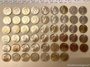50 Stück Münzen; Luxemburg 5 Franken, 1962