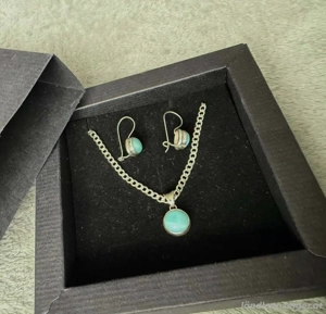 Schmuckset 925er Silberkette mit Anhänger und Ohrstecker  -ringe