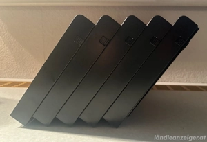 5 schwarze Ablagefächer   Sortierfächer fürs Büro   A4, stapelbar Bild 3