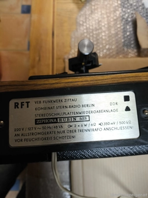 Reduziert !  Alter Plattenspieler "Rubin 523 DDR Produkt in Holzkassette" - NOSTALGIE PUR  !  Bild 4