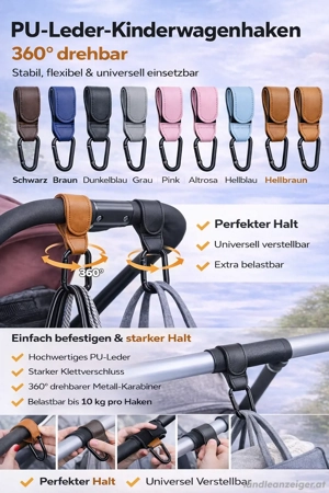 PU-Leder-Kinderwagenhaken   360  drehbar | Extra stabil & universell verstellbar