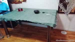 verkaufe schöne glas tischs mit silber beine schwarze 