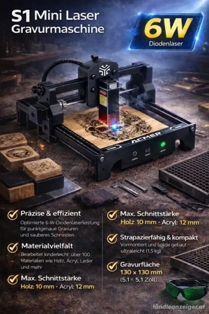 S1 Mini Laser-Gravurmaschine   6 W Diodenlaser | Präzise Gravieren & Schneiden auf Holz, Acryl & meh