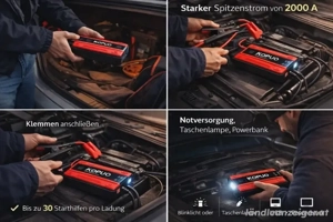 NEU: Tragbare Auto-Starthilfe 12V mit Powerbank & LED-Lampe Bild 2