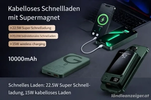 NEU: Powerbank 10.000 mAh   kompakt mit Digitalanzeige
