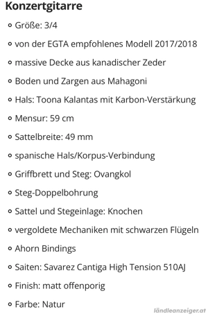 3 4 Konzertgitarre für Kinder + Gitarrensack  Bild 3