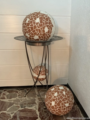 Dekoständer Eisen  mit Glas- und Metallteller Bild 2