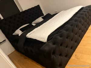 Samt Bett schwarz + 2 Nachtkästchen Bild 4