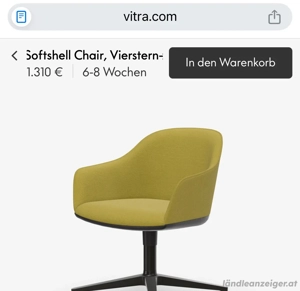 6x Vitra Softshell Chair, Vierstern, limette curry - Neubezug nötig Bild 2