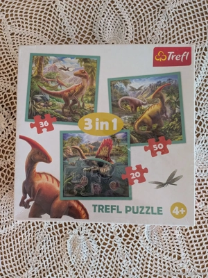 Puzzle zu verkaufen - Dinosaurier-Motiv, 3 Bilder.