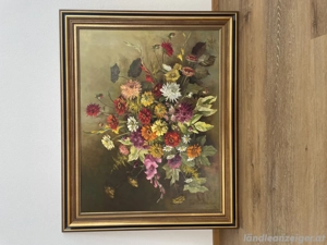 Sehr großes Blumenstillleben - handgemaltes Ölgemälde - signiert Höttl, datiert 1983 - 97   120 cm -