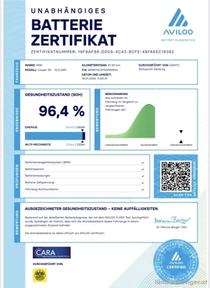 Mini Cooper SE Batteriezertifikat  Ausgezeichnet  Bj.2021, Top gepflegt KM 41001 Bild 10