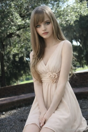 Elegantes Chiffonkleid in Nude Champagner   Größe S Bild 4