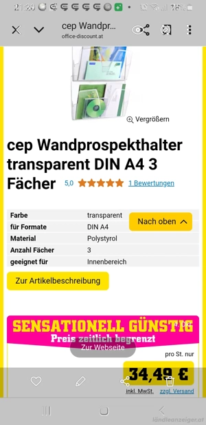 Wandprospekthalter - 3 Stück- NEU Bild 2