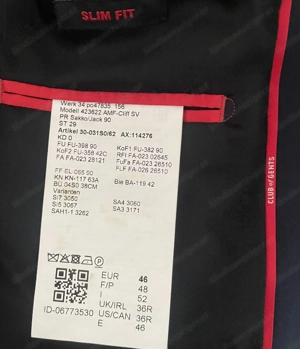 Sakko  Blazer Gr. 46 dunkelblau Club of Gents wie neu Anzug Jacke Bild 4