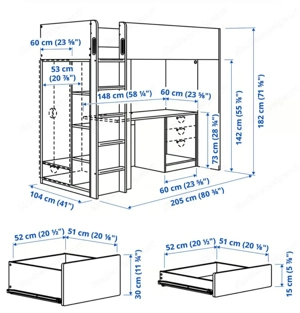 2 x Hochbetten von Ikea mit Schreibtisch  Bild 3