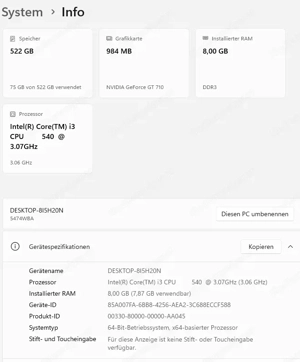 LENOVO OFFICE PC Windows 11 Pro office 2024 PRO 250GBG SSD 250HDD NVIDIA Grafikkarte Bild 5
