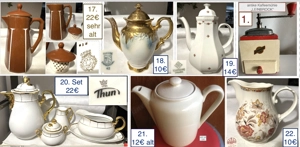 Vintage Antike & Moderne Kaffeekannen, antike Kaffeemühle Holz Bild 3