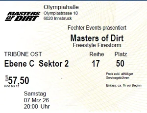 Masters of Dirt Innsbruck 7.3.2026 20:00 Uhr 2 Tickets (1 Erwachsenser + 1 Kind bis 12) Bild 2