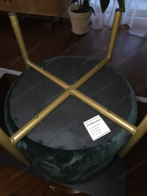 Eleganter Hocker   Pouf von Conforama   Grün mit goldenen Beinen    Bild 2