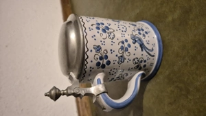 Hochwertiges Keramik-Set   Handgemalt & Handgedreht   Blau-Weiß Dekor ca. 15 cm hoch