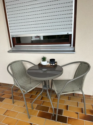 Balkon-Bistroset   Tisch mit Glasplatte & 2 Stühle Bild 2