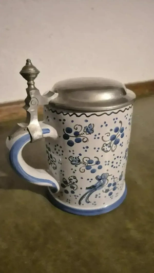 Hochwertiges Keramik-Set   Handgemalt & Handgedreht   Blau-Weiß Dekor ca. 15 cm hoch