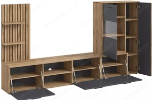 Wohnwand Anthrazit Eichefarben Bild 2