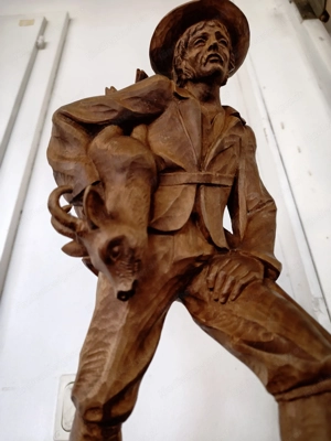 Alter Jäger, Grödner Schnitz Figur, Jagd Motiv  Bild 4