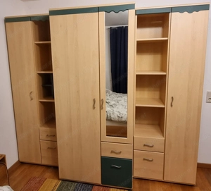 Kinder-  Jugendzimmer, Schränke komplettes Set (8 Teilig), Birke mit türkisen Elementen Bild 2