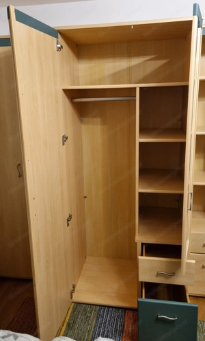 Kinder-  Jugendzimmer, Schränke komplettes Set (8 Teilig), Birke mit türkisen Elementen Bild 6