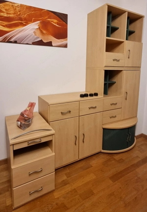 Kinder-  Jugendzimmer, Schränke komplettes Set (8 Teilig), Birke mit türkisen Elementen Bild 3