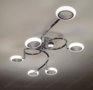 Deckenlampe verchromt mit 6 dreh- und Kippbaren LED-Kreisen Bild 2