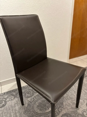 8x Lederstuhl - gut erhalten - dunkelbraun Bild 3