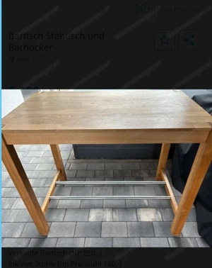 Hochtisch bartisch mit Barhocker  Bild 2