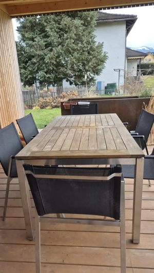 Schöne Gartengarnitur - Tischplatte aus Teakholz Bild 3