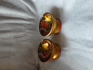 2  Original russische handbemalte Holzschalen   Volkskunst   Set Bild 2