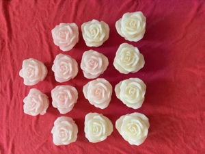 Rosenkerzen rose + weiß, ges. 14 Stk, Durchmesser ca. 15 cm, Höhe ca. 10 cm NEU Bild 3