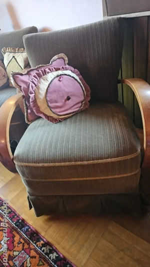 Vintage, 2 Stühle nicht beschädigt, olivgrün kordstoff, besonders!  Bild 2