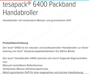 tesa 6400 Packband Handabroller COMFORT, Profi-Qualität Bild 3