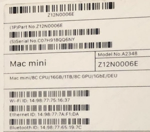 Apple Mac Mini M1, 16GB RAM, 1 TB Festplatte, BTO mit OVP Bild 2